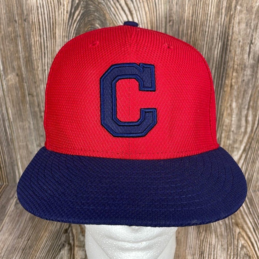 MLB New Era 59Fifty Men’s Fitted Baseball Hat Cleveland Indians Size 7 1/8